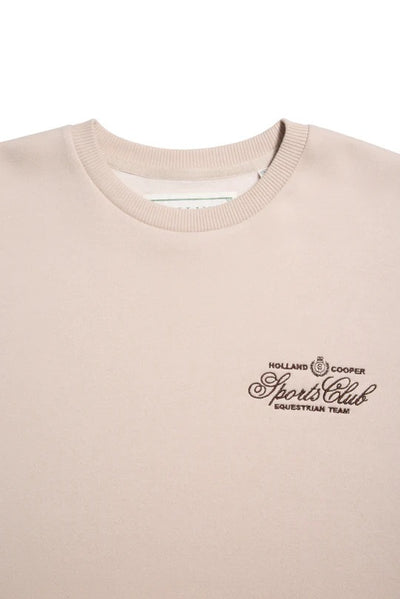Holland Cooper Relaxed Fit Crew Neck Sweat in Stone Logo
