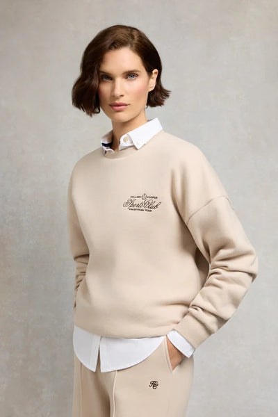 Holland Cooper Relaxed Fit Crew Neck Sweat in Stone