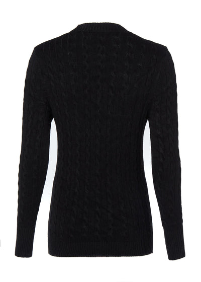 Holland Cooper Seattle Cable Crew Knitwear in Black Back
