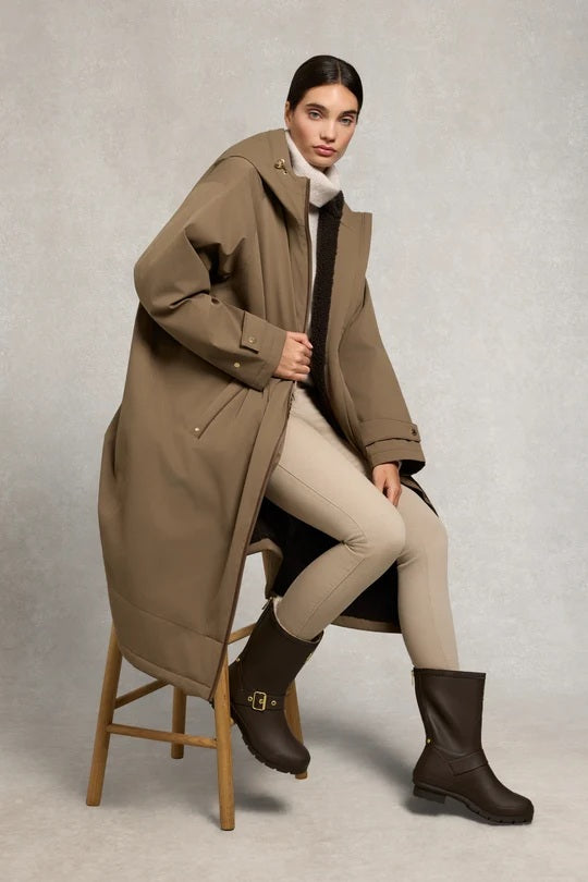 Holland Cooper Sherpa Lined Chelsea Wellington in Chocolate Matte Gold