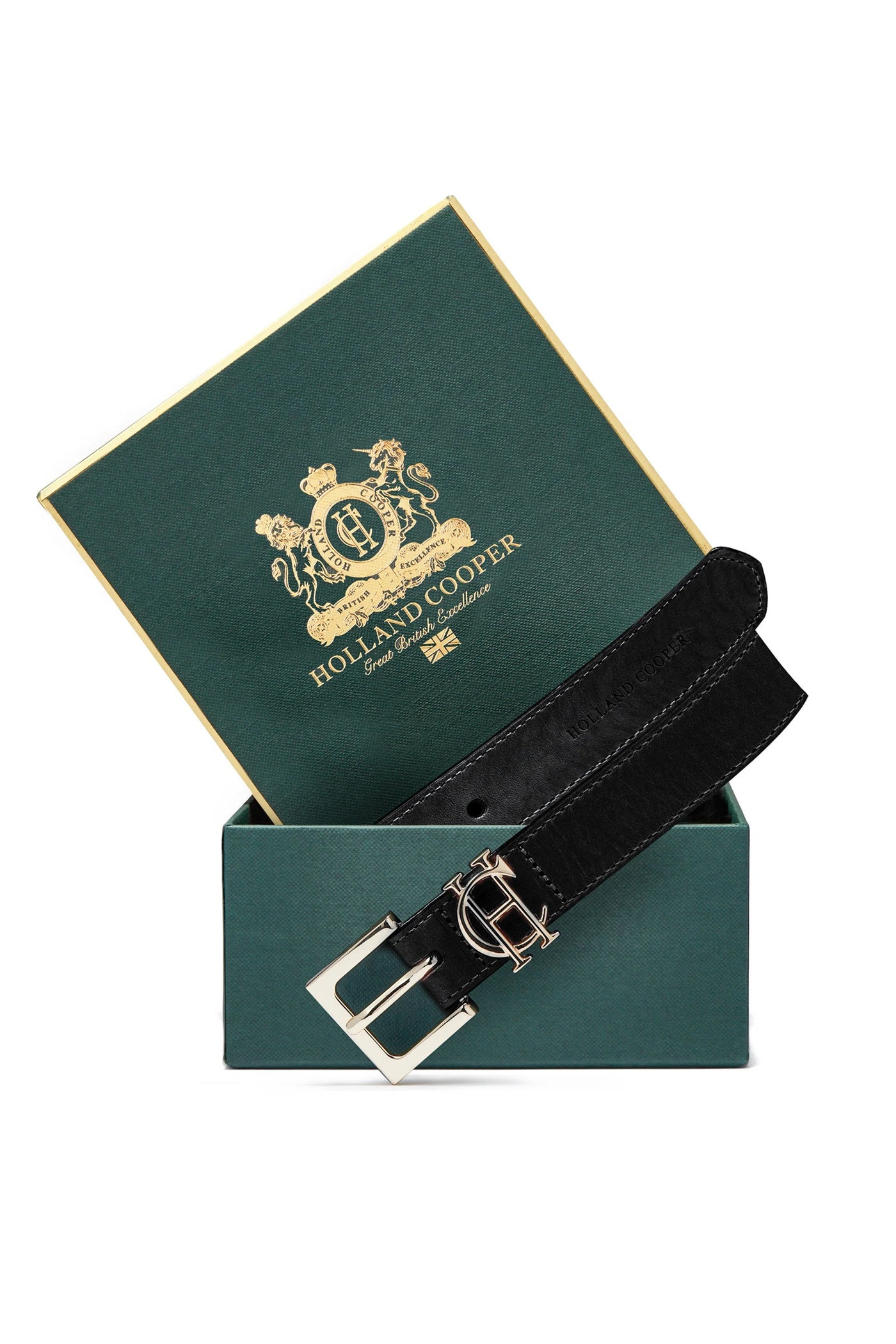 Holland Cooper Slim Logo Ladies Belt in Black Box