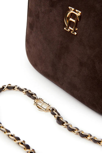 Holland Cooper Soho Camera Bag in Chocolate Suede Details