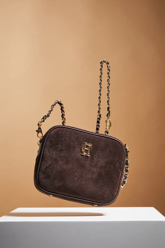 Holland Cooper Soho Camera Bag in Chocolate Suede