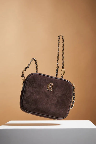 Holland Cooper Soho Camera Bag in Chocolate Suede