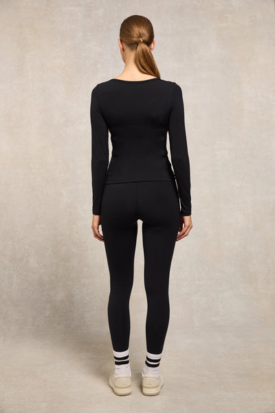Holland Cooper Supersoft Contour Legging in Black Model Back