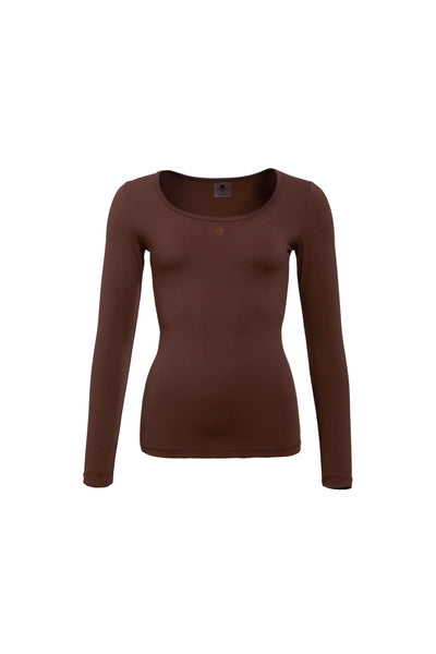 Holland Cooper Supersoft Long Sleeve Top in Walnut Front