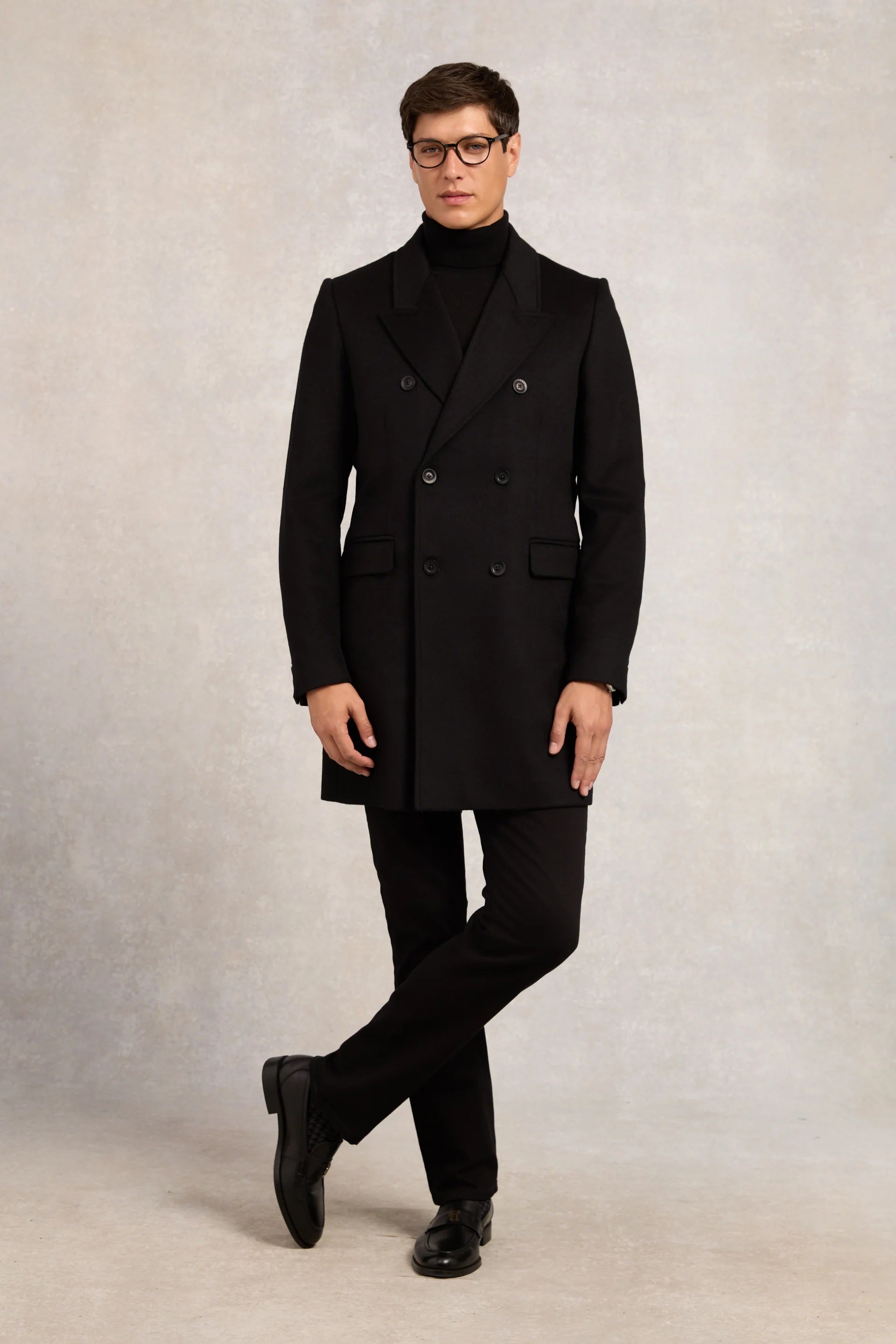 Holland Cooper The Double Breasted Coat in Soft Black