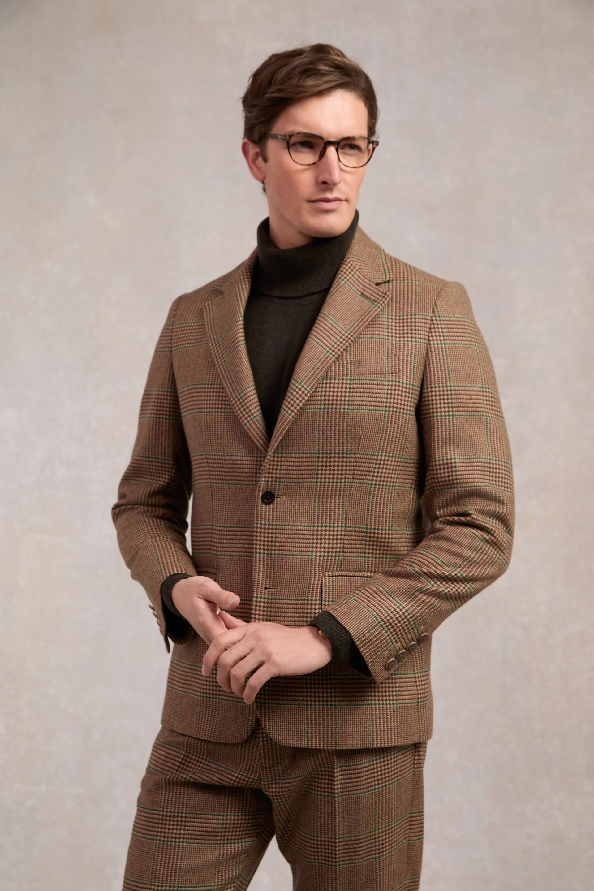 Holland Cooper The Single Breasted Blazer in Clarence Check Forest