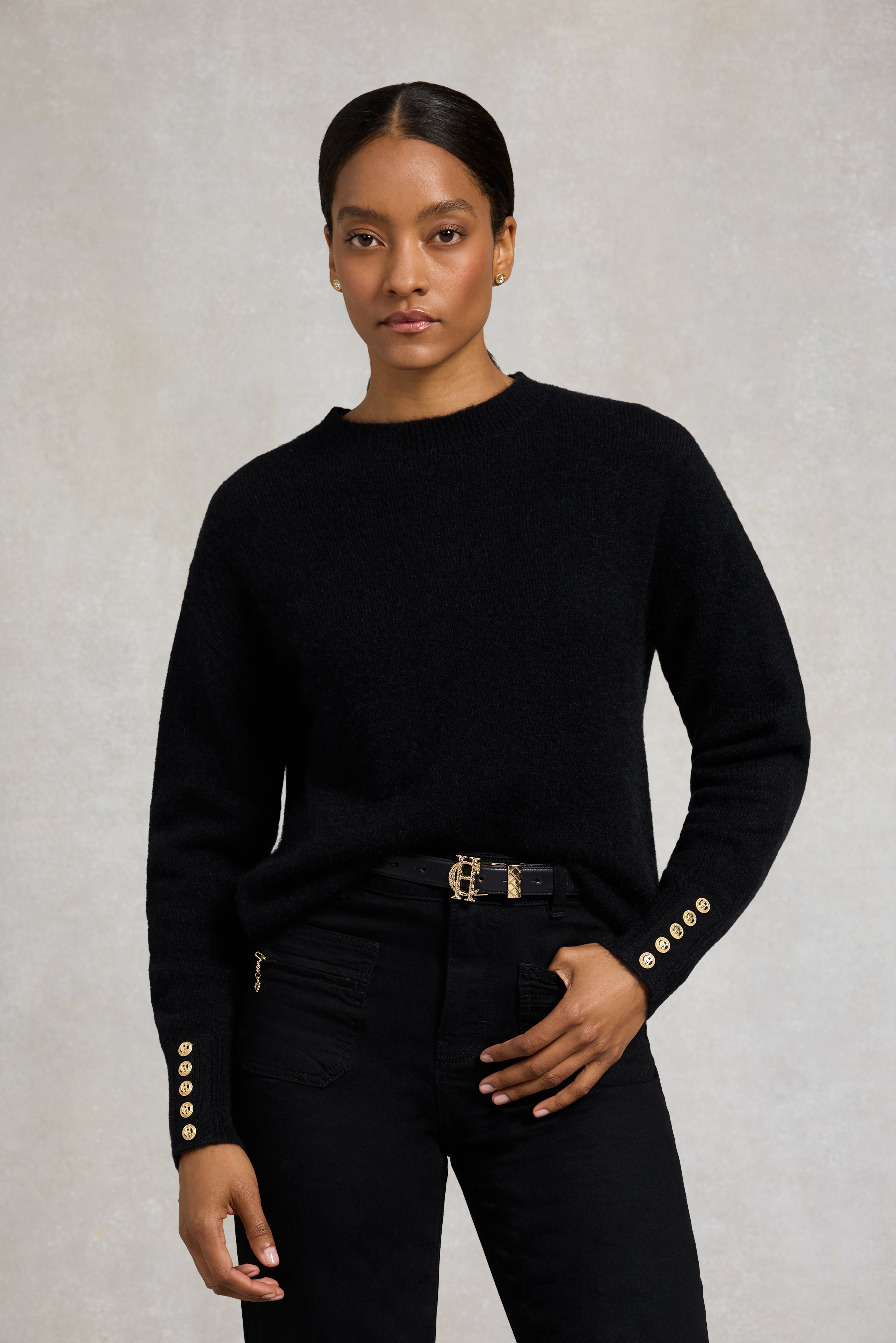 Holland Cooper Tori Crew Knit in Black