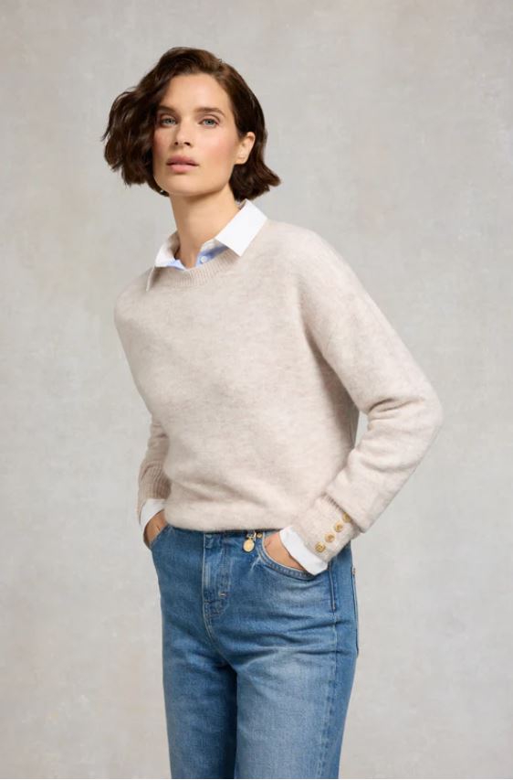Holland Cooper Tori Crew Knit in Barley