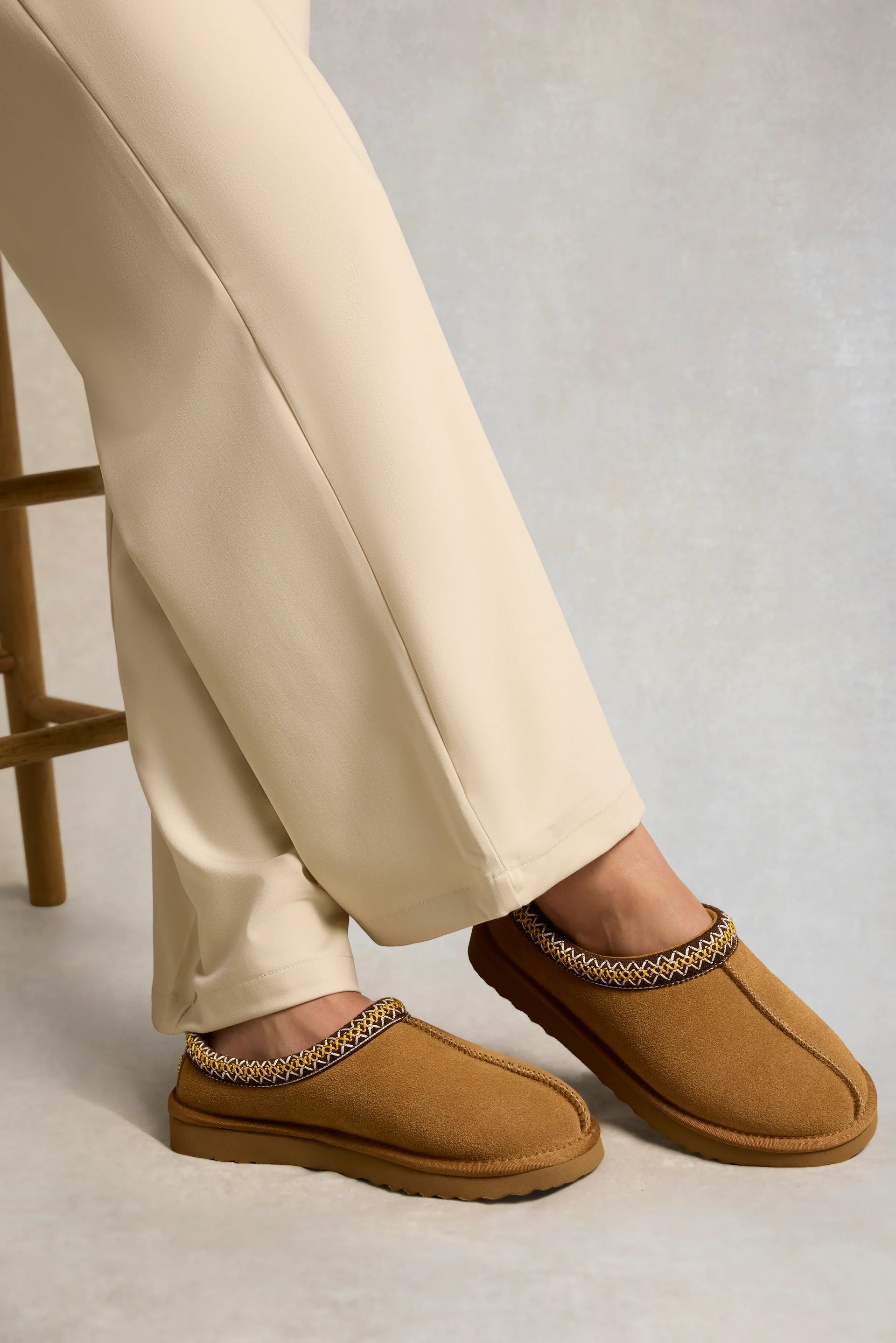 Holland Cooper Ultra Low Shearling Mule in Tan