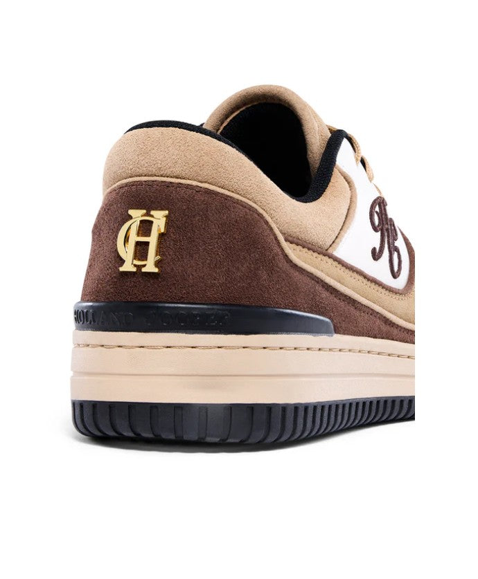 Holland Cooper Retro Ladies Trainer in Taupe Tan Nude