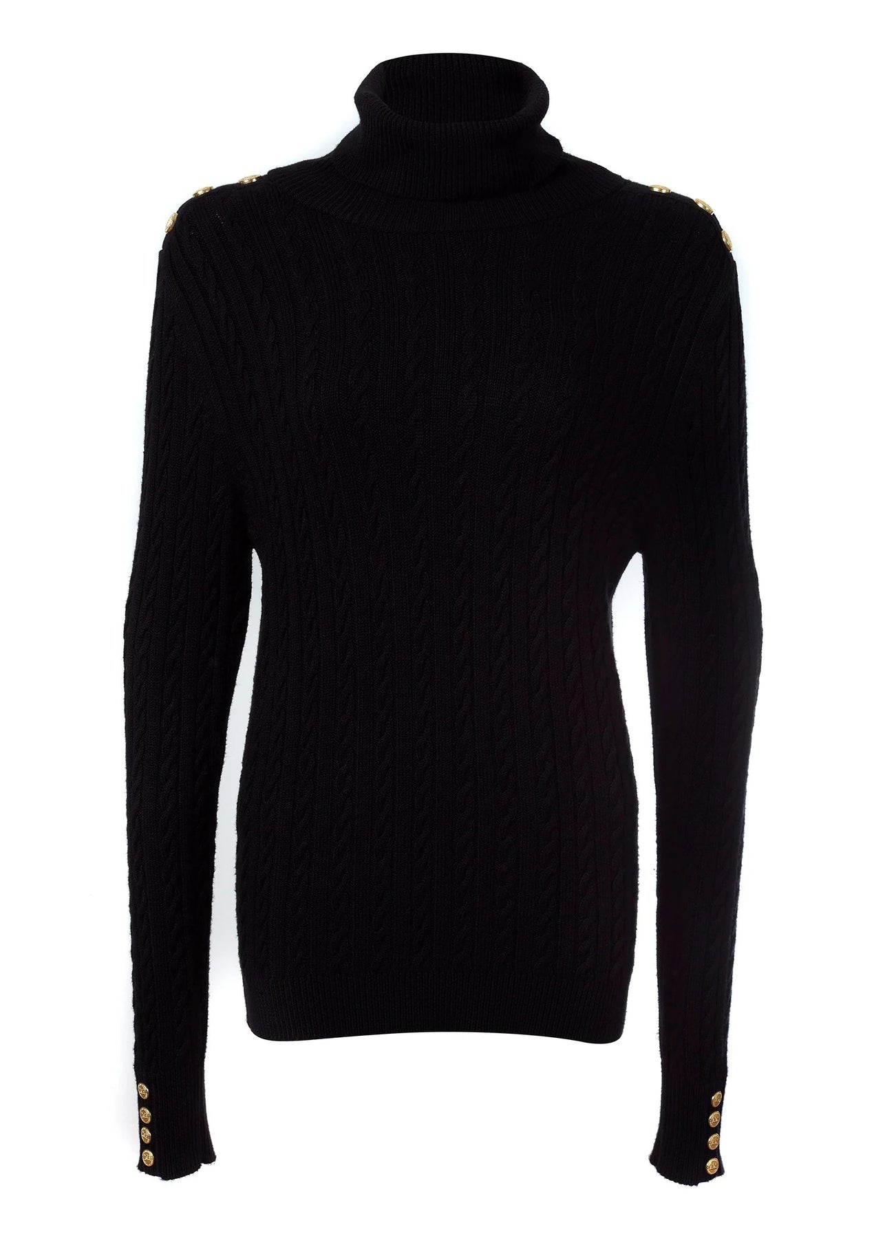 Holland Cooper Seattle Roll Neck Cable Knitwear in Black | Holland ...