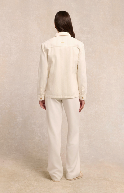Holland Cooper Denim Chore Jacket in Ecru Stripe