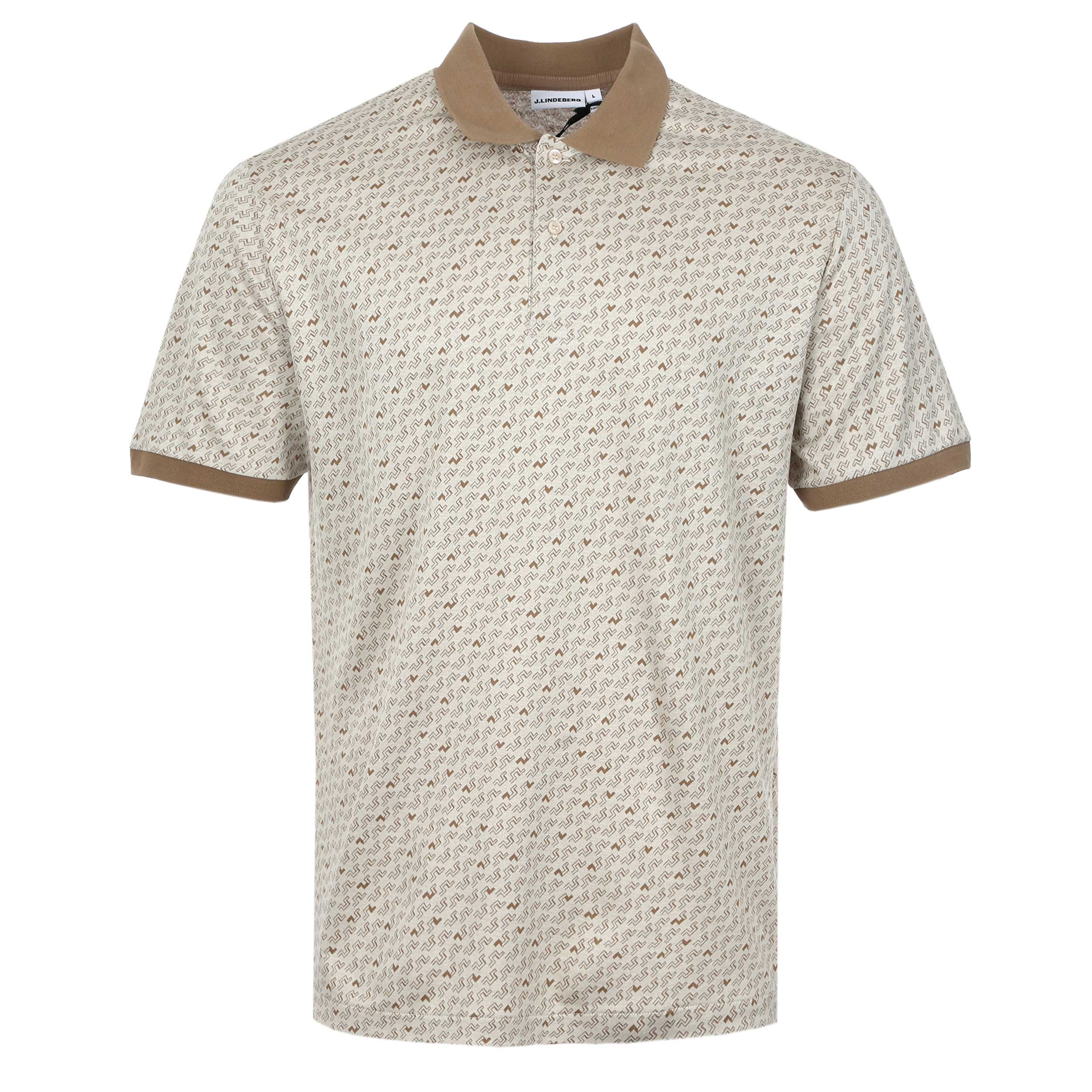 J.Lindeberg Devon Jacquard Knit Polo Shirt in Bias Bridge Micro Moon Brindle