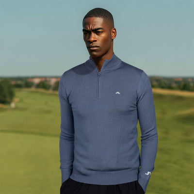 J.Lindeberg Kian Zipped Sweater in Vintage Indigo