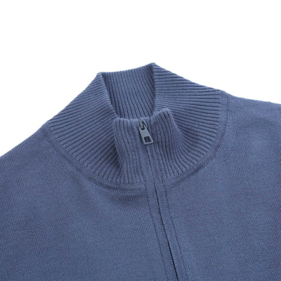 J.Lindeberg Kian Zipped Sweater in Vintage Indigo Neck