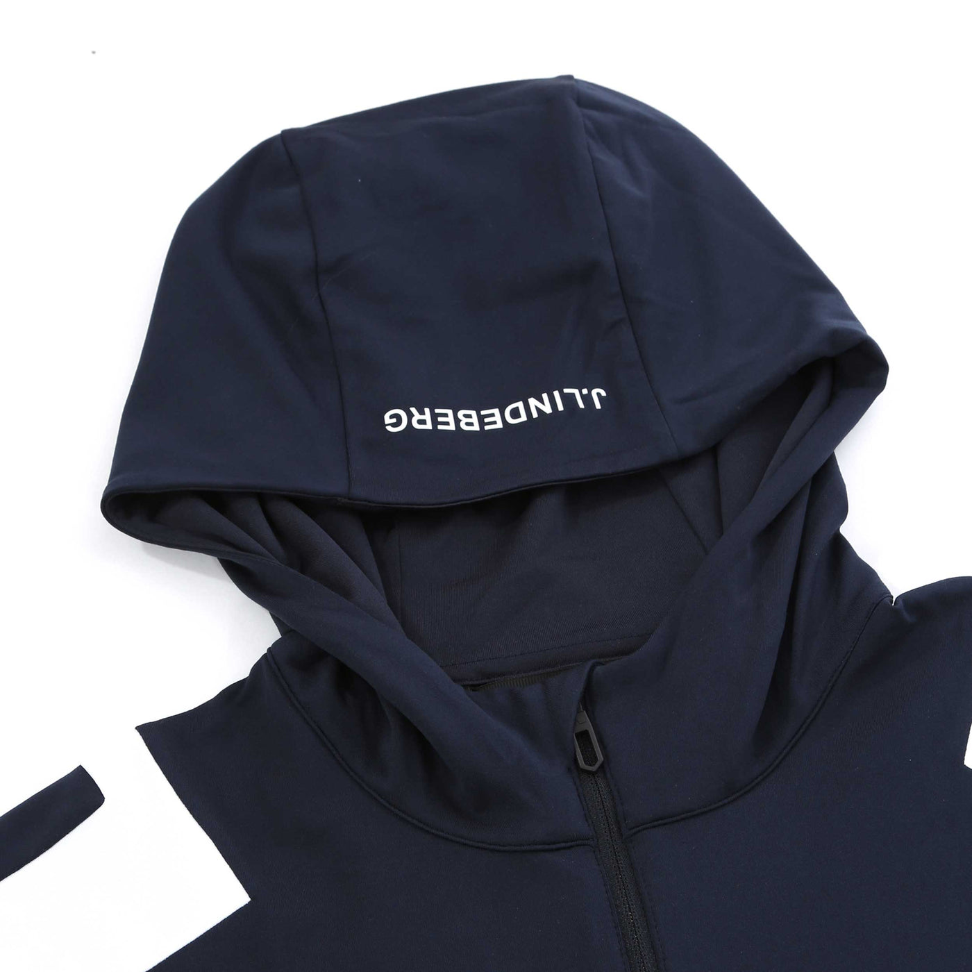 J.Lindeberg Lucas Quarter Zip Hood in JL Navy Hood