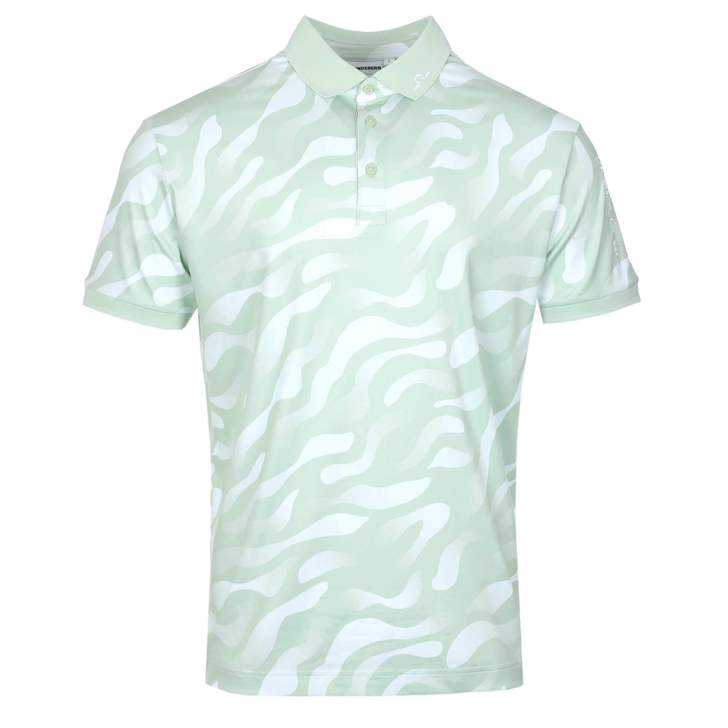 J.Lindeberg Tour Tech Print Polo Shirt in Bunker Fade Subtle White