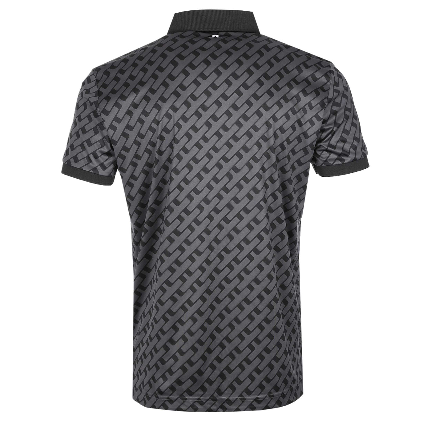 J.Lindeberg Tour Tech Print Polo Shirt in Geo Tonal Black Back
