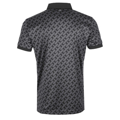 J.Lindeberg Tour Tech Print Polo Shirt in Geo Tonal Black Back