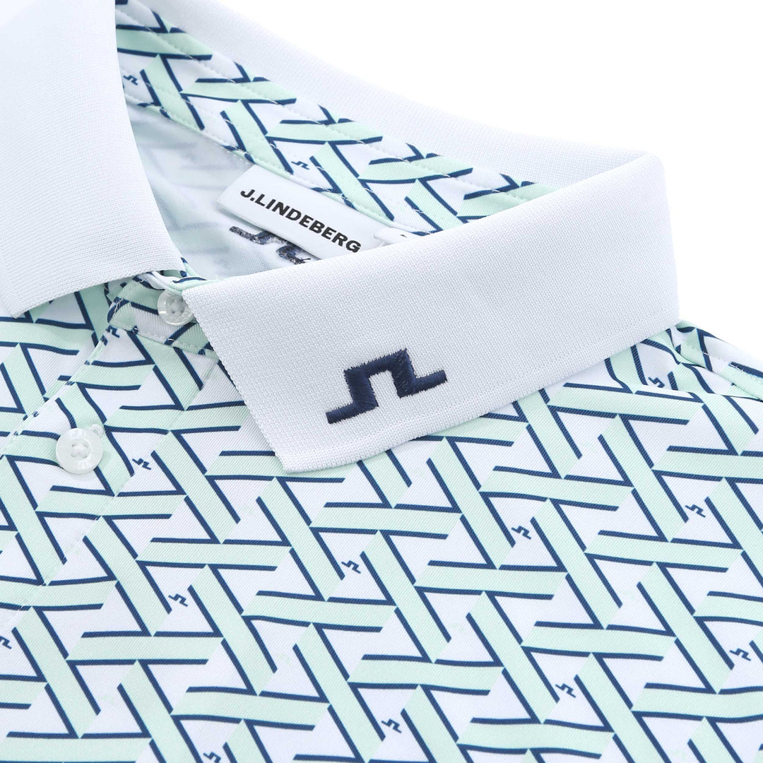 J.Lindeberg Tour Tech Print Polo Shirt in Paradise Skylight