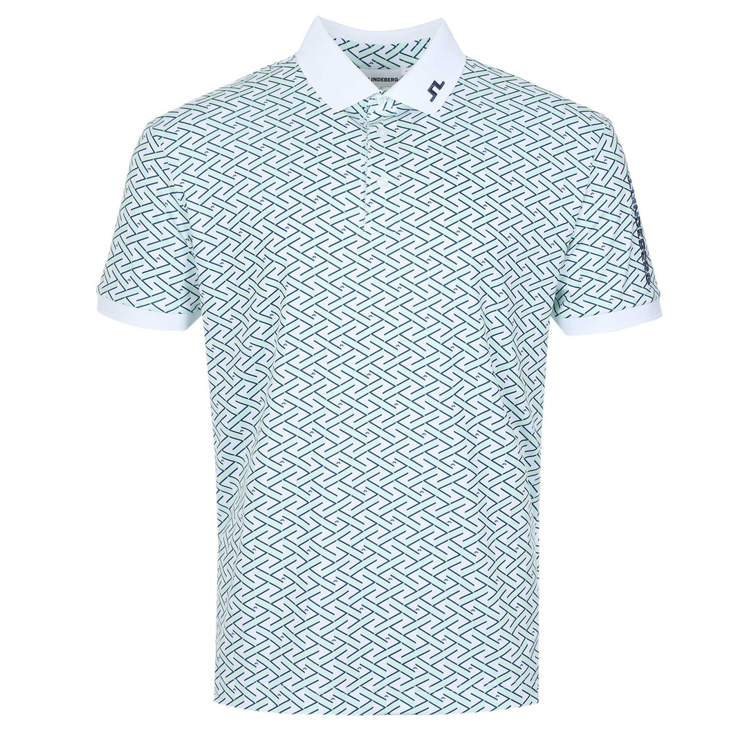J.Lindeberg Tour Tech Print Polo Shirt in Paradise Skylight
