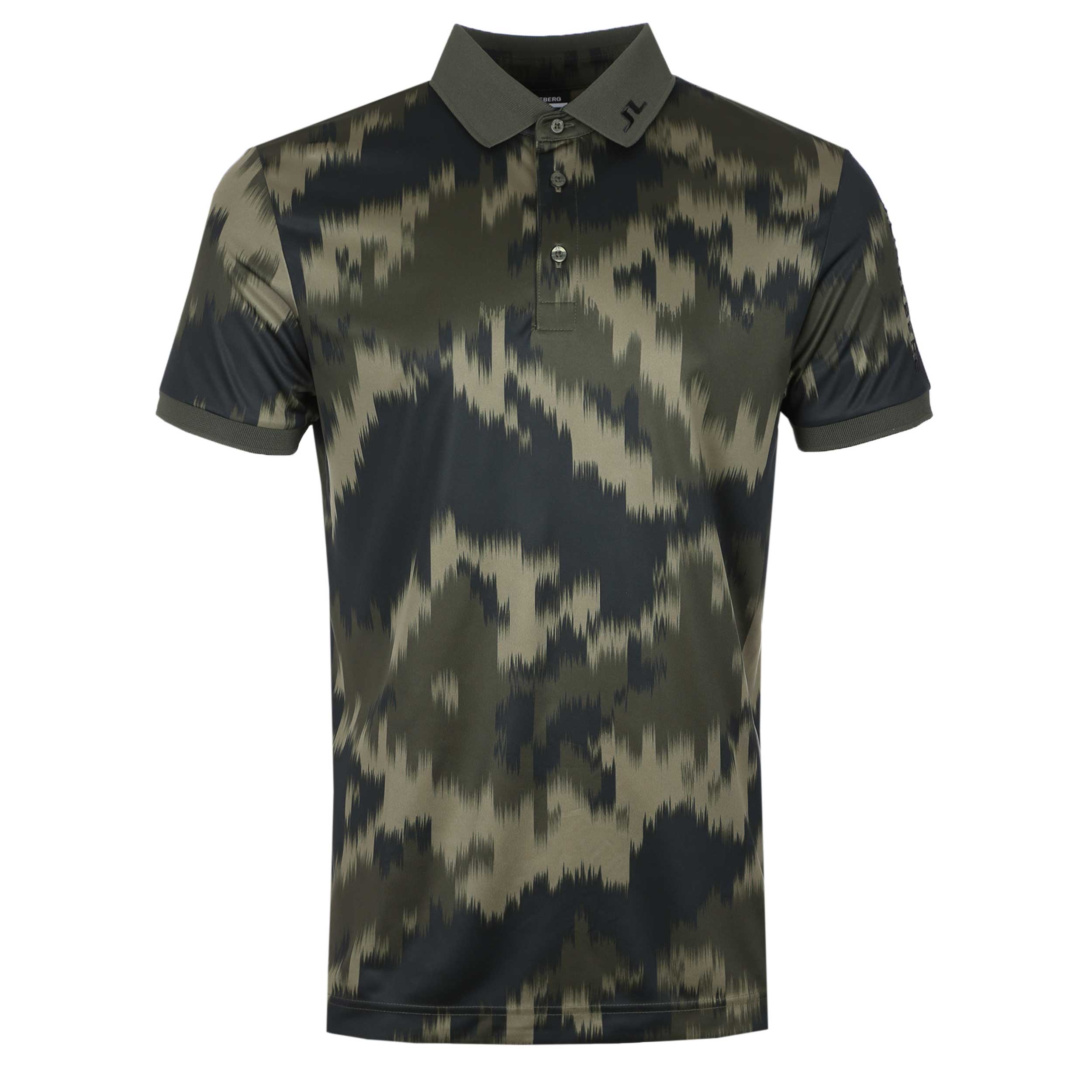 J.Lindeberg Tour Tech Print Polo Shirt in Warp Forest