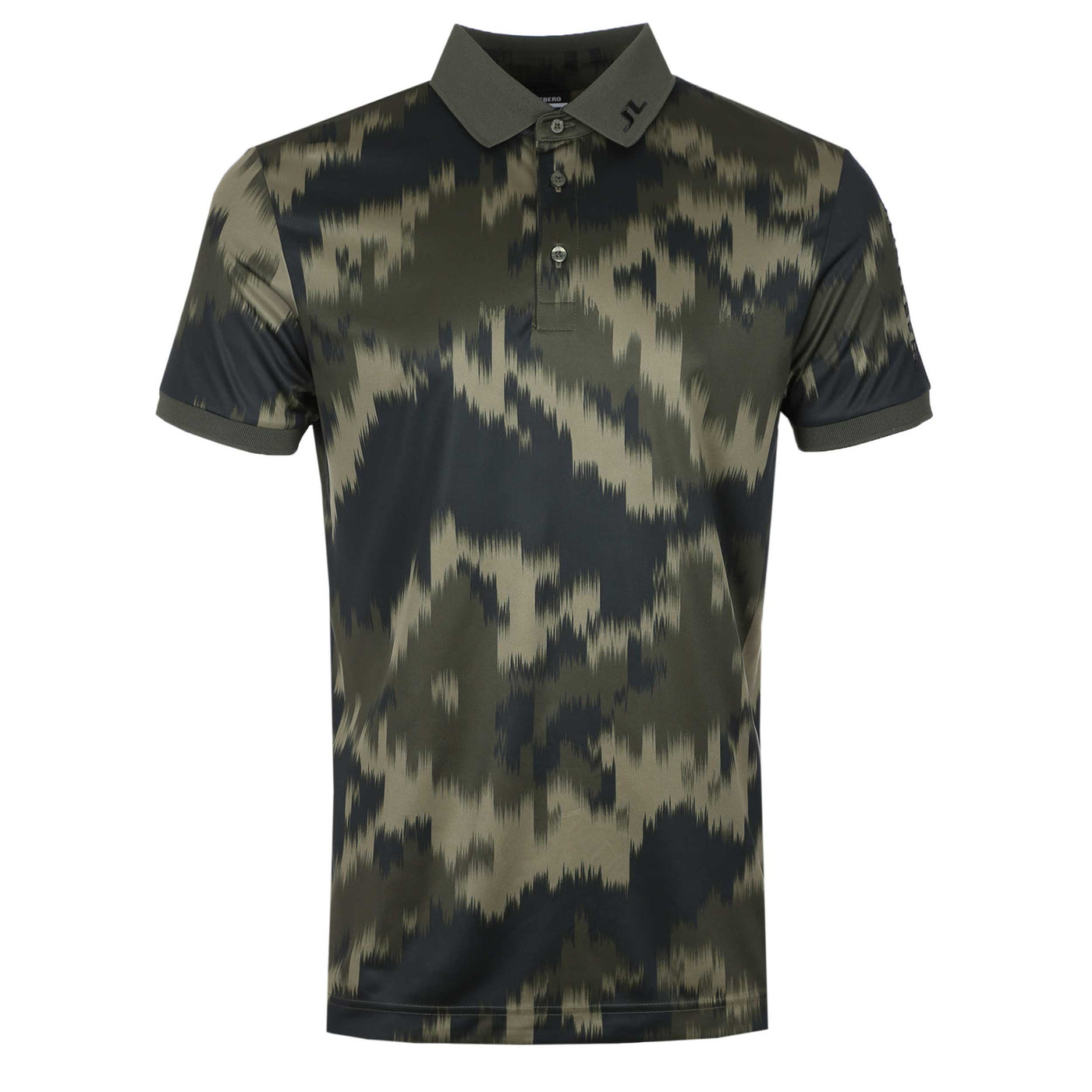 J.Lindeberg Tour Tech Print Polo Shirt in Warp Forest