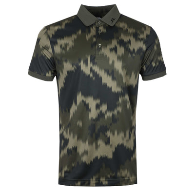 J.Lindeberg Tour Tech Print Polo Shirt in Warp Forest