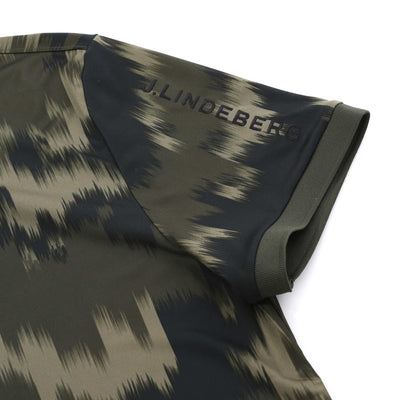 J.Lindeberg Tour Tech Print Polo Shirt in Warp Forest Sleeve