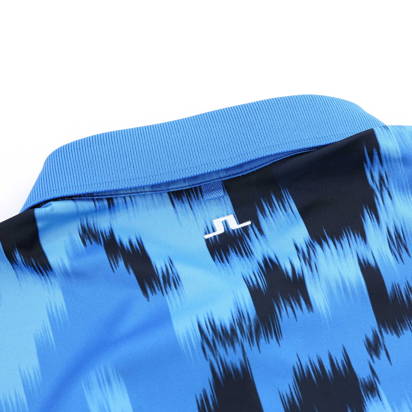 J.Lindeberg Tour Tech Print Polo Shirt in Warp Sonic Blue Nape
