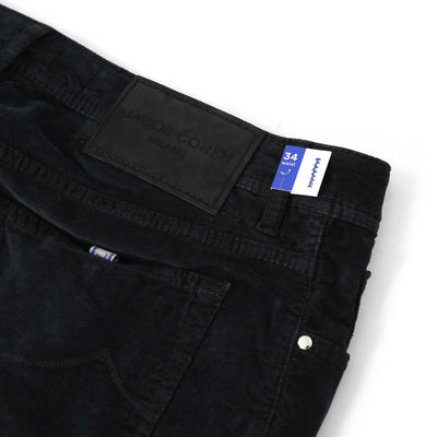 Jacob Cohen Bard 5 Pocket Moleskin Jean in Black Logo Badge