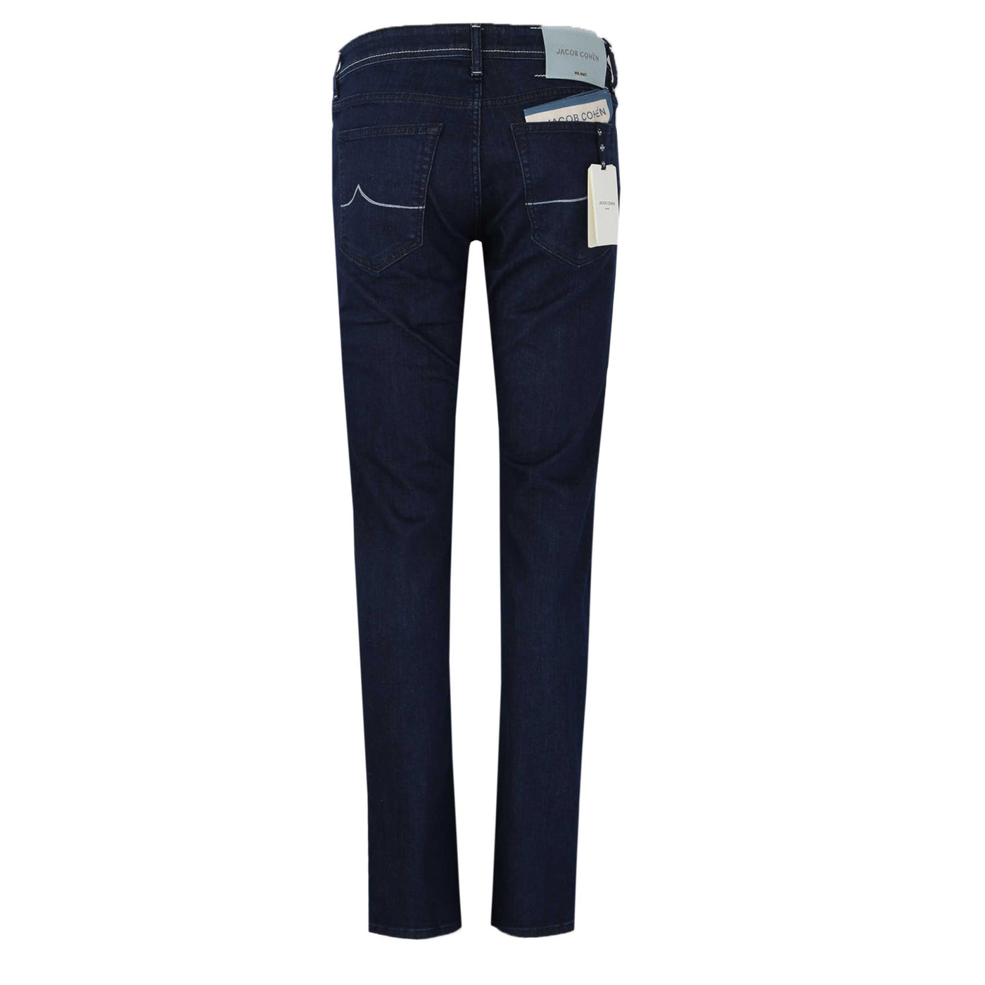 Jacob Cohen Bard Duck Egg Blue Badge Jean in Dark Blue Denim Back