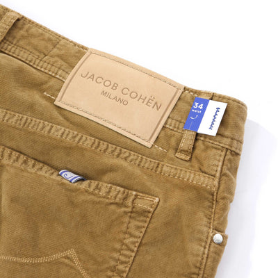 Jacob Cohen Bard Fast 5 Pocket Moleskin Jean in Sand Logo
