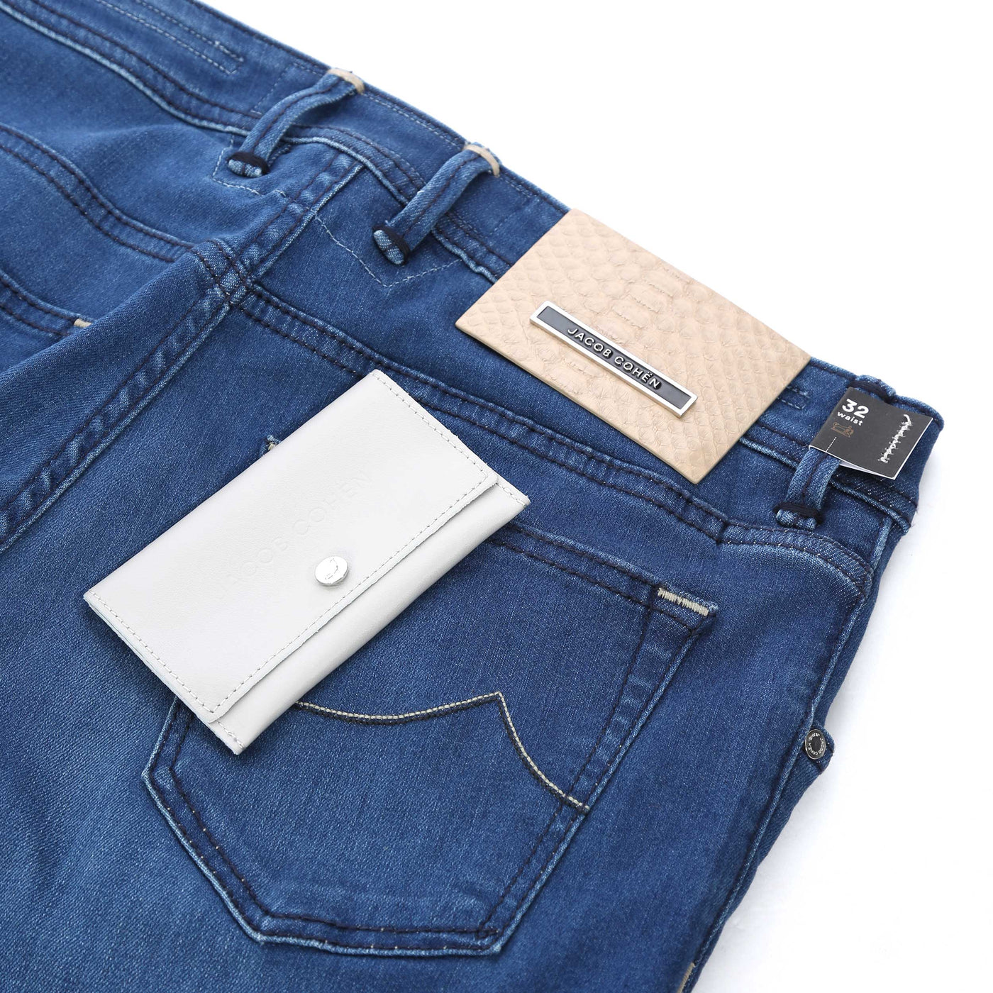 Jacob Cohen Bard Jean in Mid Blue Denim Logo Badge
