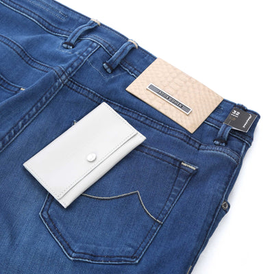 Jacob Cohen Bard Jean in Mid Blue Denim Logo Badge