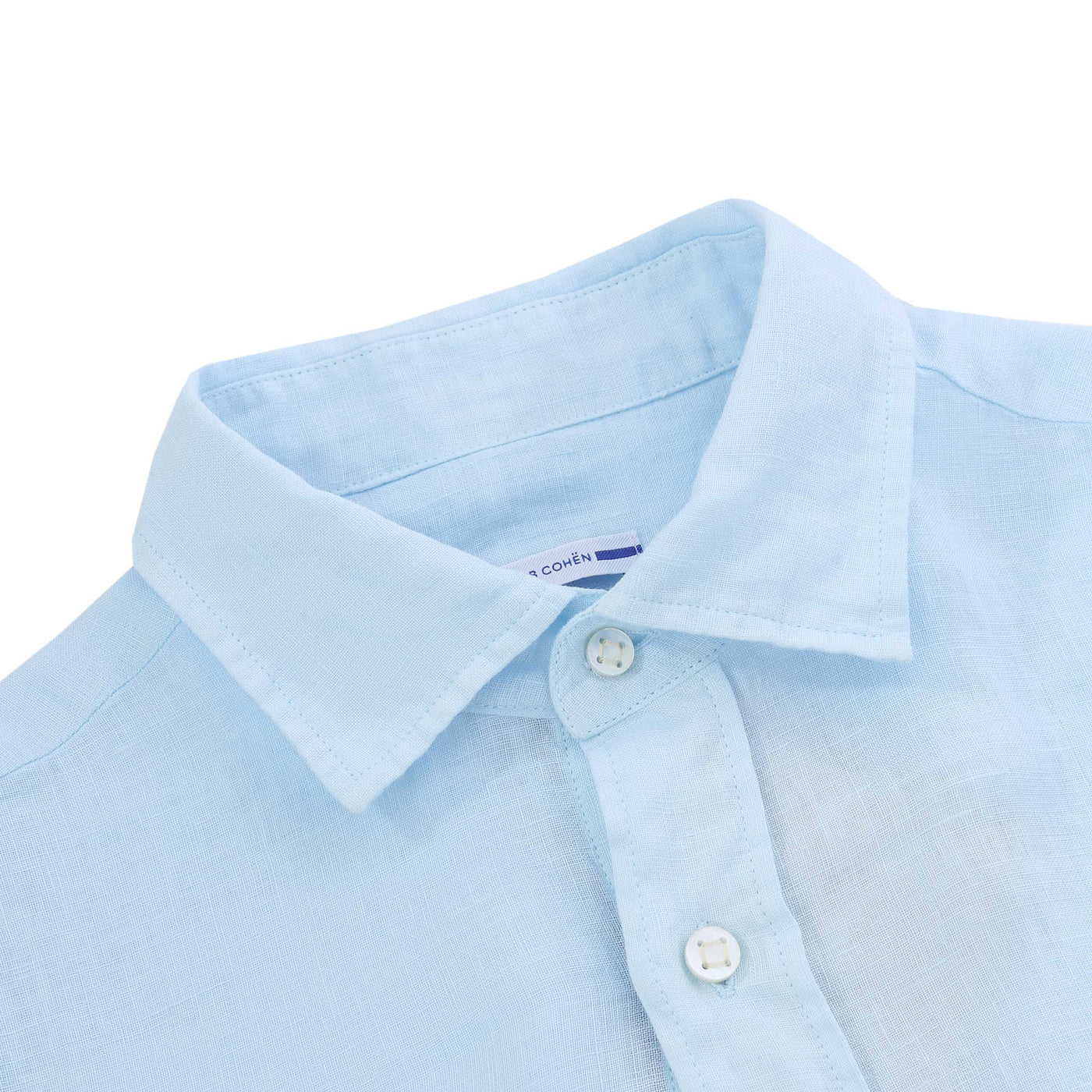 Jacob Cohen Basic Linen Shirt in Sky Blue Collar