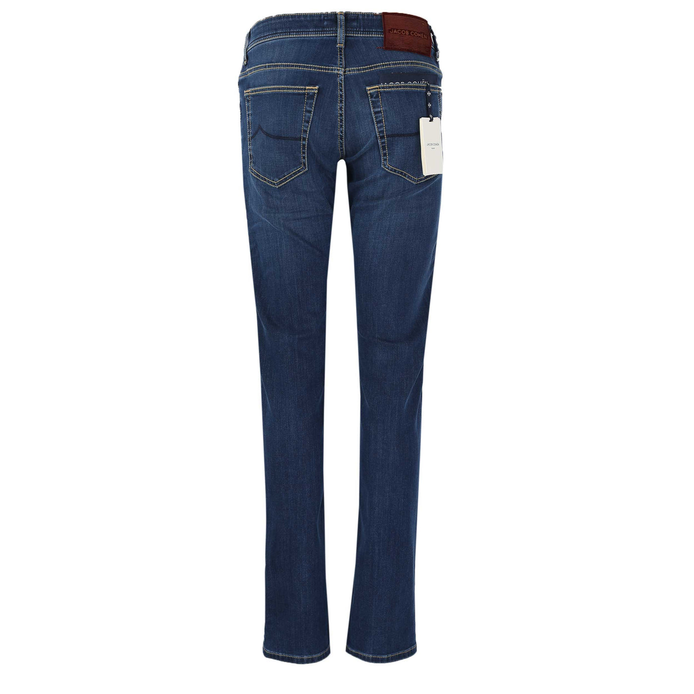 Jacob Cohen Nick Burgundy Badge Jean in Mid Blue Denim Back
