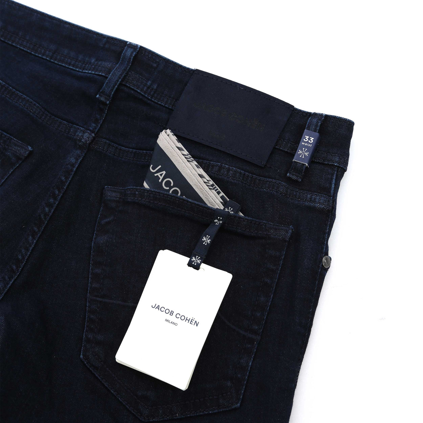Jacob Cohen Nick Navy Blue Badge Jean in Dark Blue Denim Logo Badge