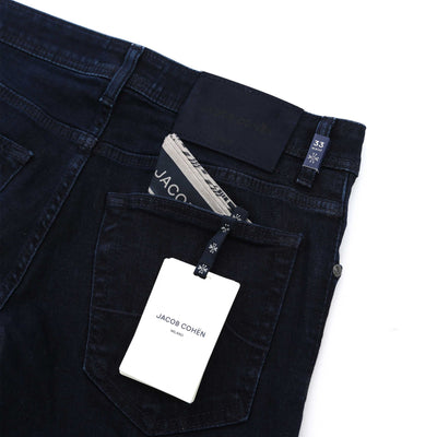 Jacob Cohen Nick Navy Blue Badge Jean in Dark Blue Denim Logo Badge