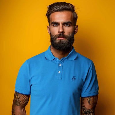 Jacob Cohen Tipped Polo Shirt in Blue Model
