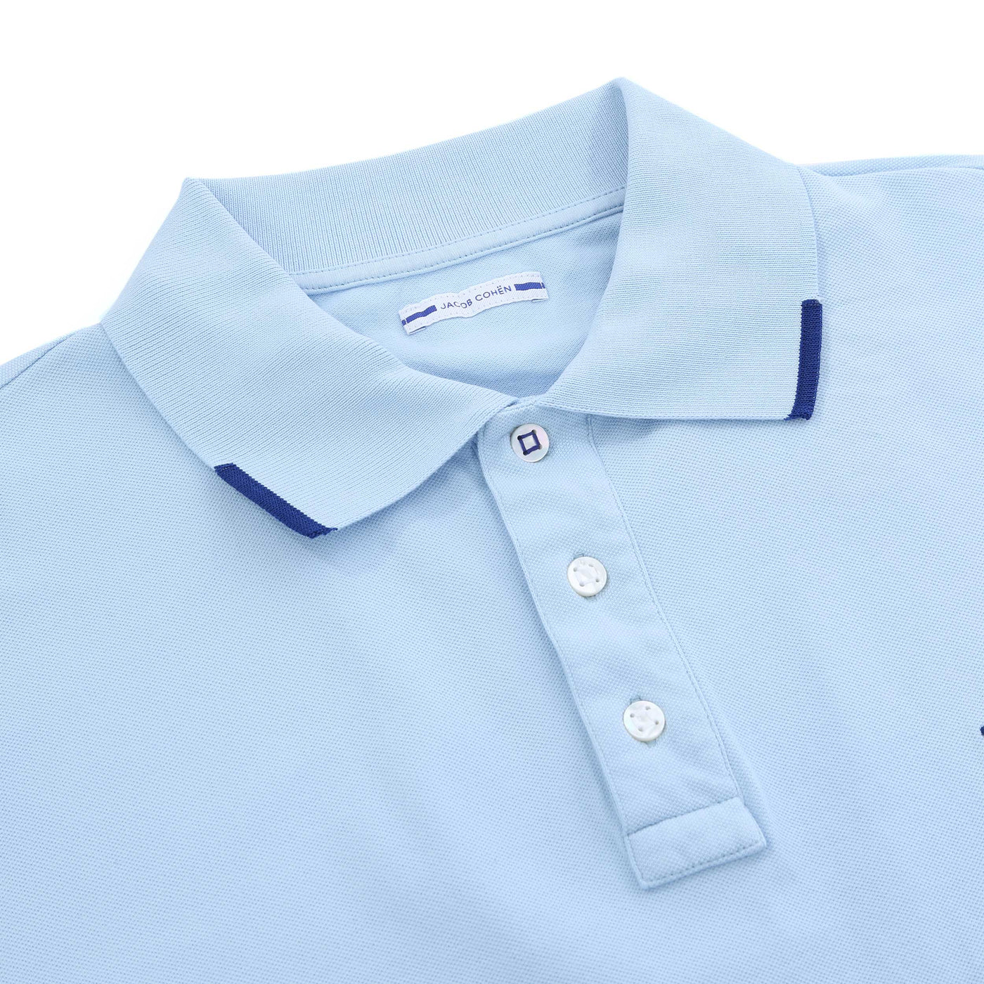 Jacob Cohen Tipped Polo Shirt in Sky Blue CollarJacob Cohen Tipped Polo Shirt in Sky Blue Collar