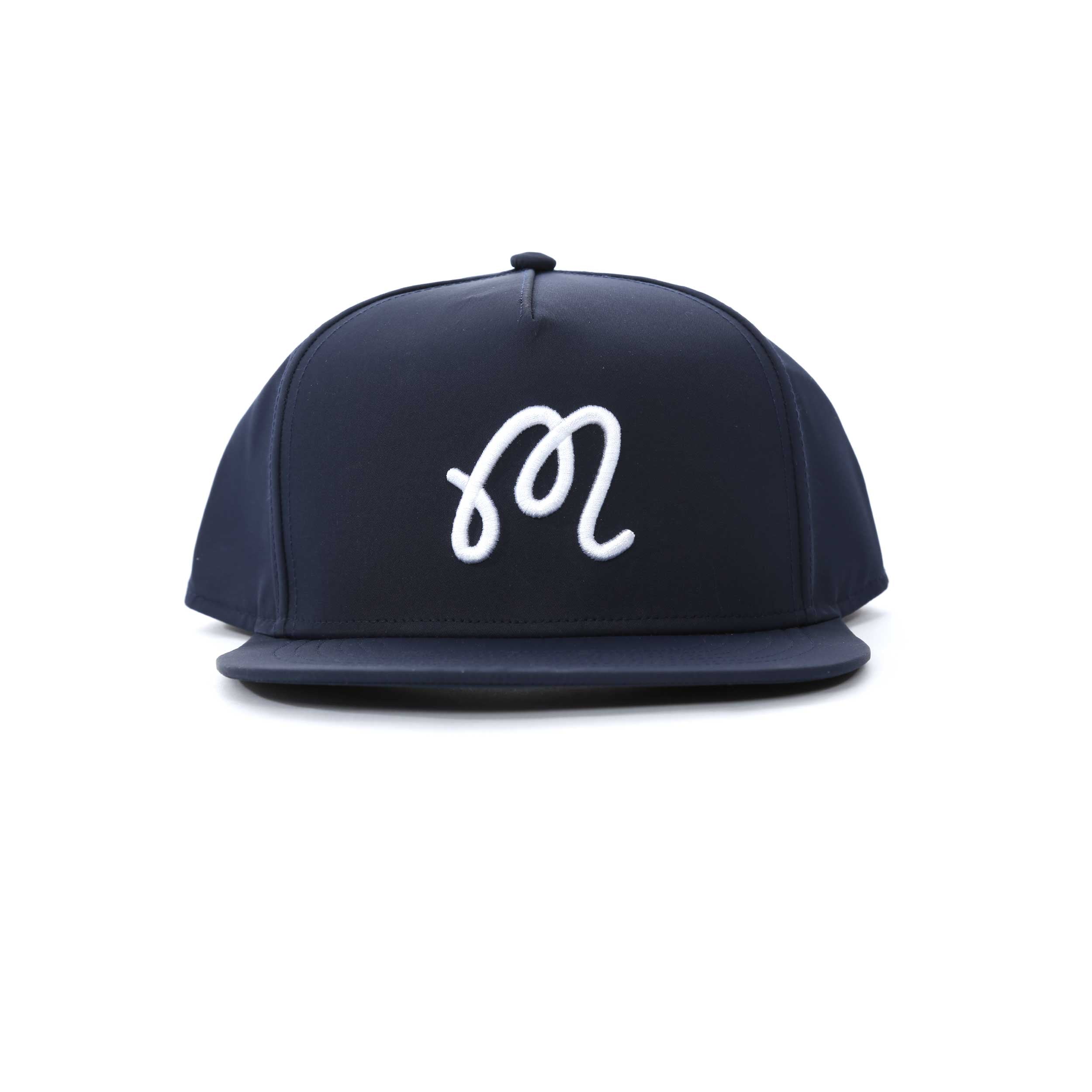 Malbon M Snapback Cap in Navy