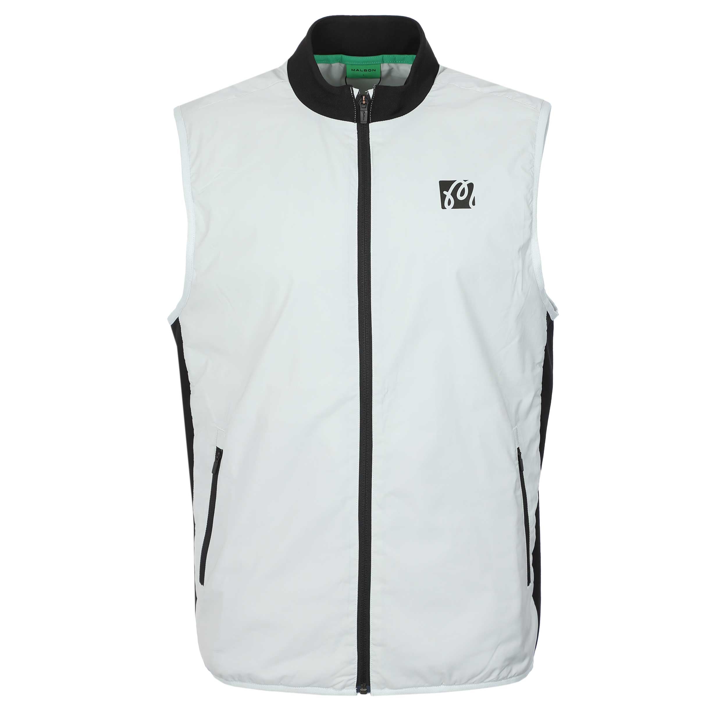 Malbon Performance Ribbed Panel Vest in Silver & Black