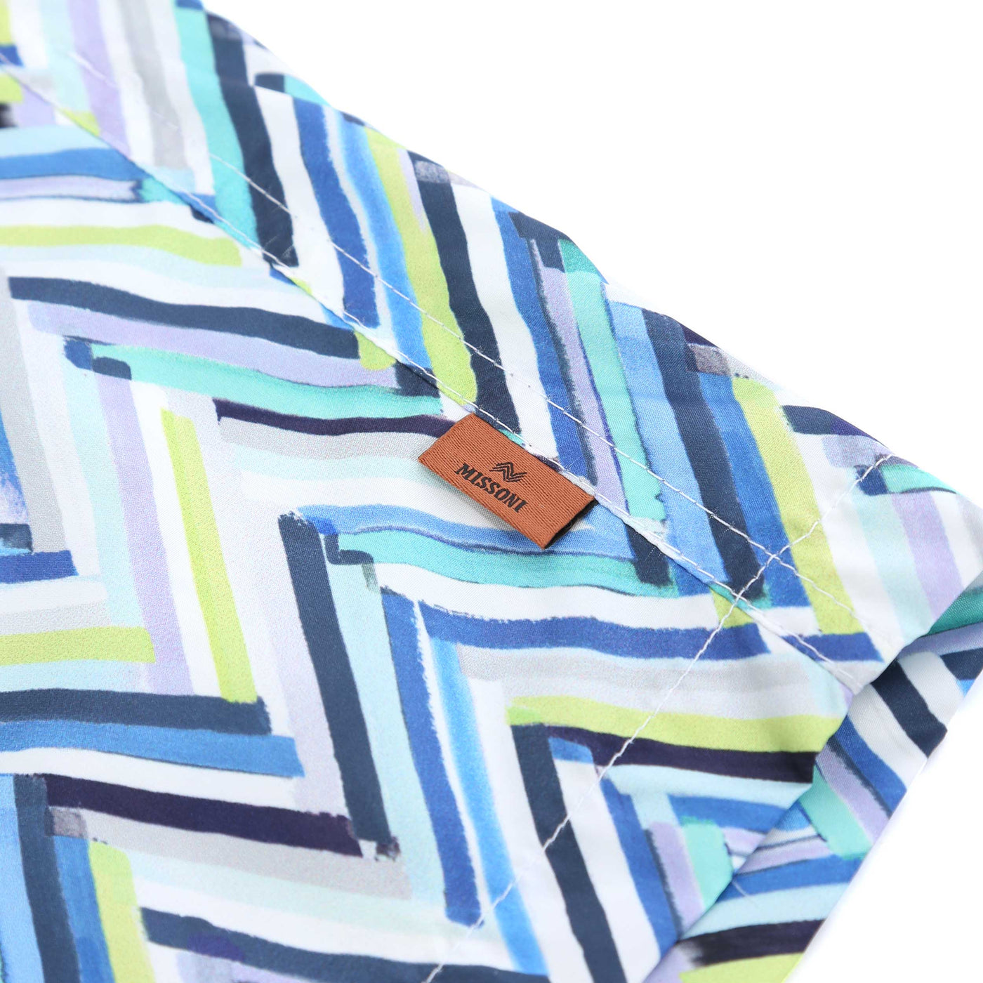 Missoni Chevron Swim Short in Blue Green Logo Tab