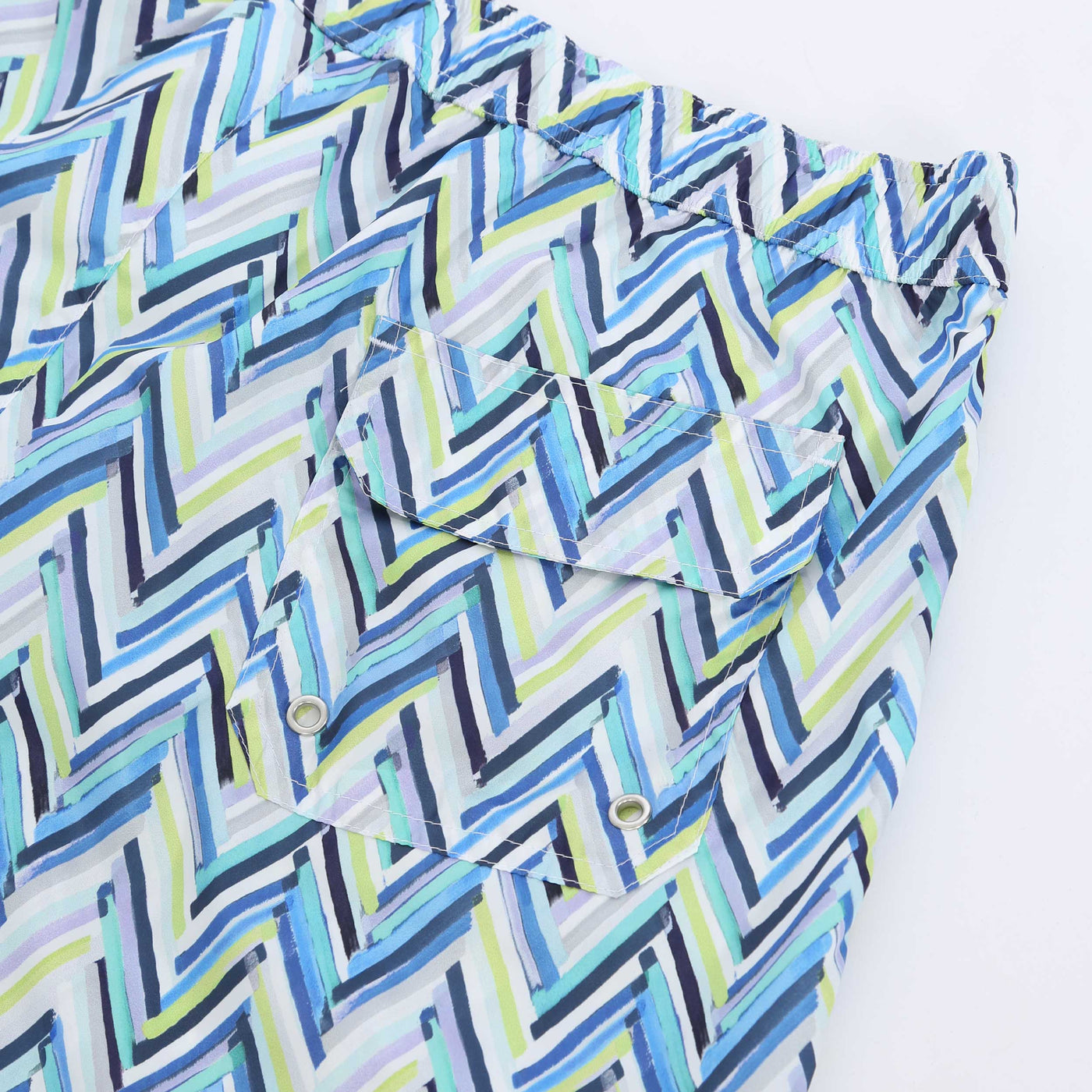 Missoni Chevron Swim Short in Blue Green Seat Pocket