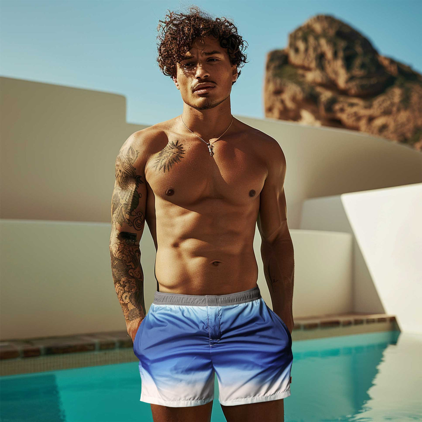 Missoni Gradient Swim Short in Blue Green Model