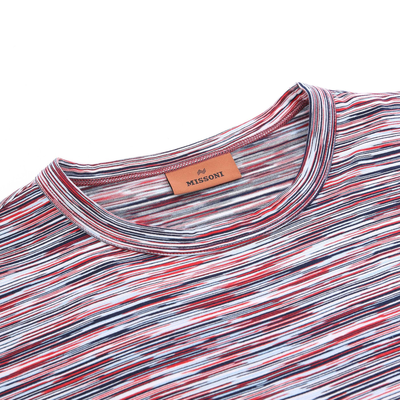 Missoni Space Dye Stripe T-Shirt in Navy, Red & Blue Neck