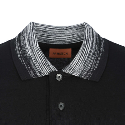 Missoni Stripe Collar Polo Shirt in Black Collar